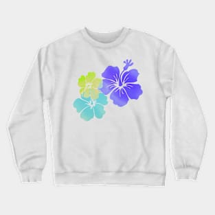 Aloha Hibiscus, digital watercolor, purple, aqua, lime Crewneck Sweatshirt